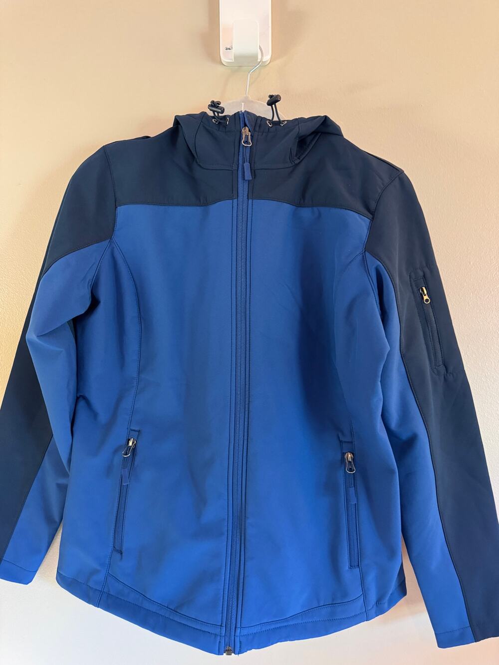 Port Authority Women’s Medium Blue Navy Soft Shell Hooded Jacket Full Zip